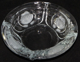 Clear Glass Ashtray with Frosted Roses 6&quot; Glass Ashtray Rose Engraved Ashtray - £11.72 GBP
