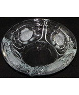 Clear Glass Ashtray with Frosted Roses 6&quot; Glass Ashtray Rose Engraved As... - £11.79 GBP