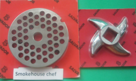 COMBO #12 x 6 mm (1/4&quot;) burger grind holes plate AND KNIFE Meat Grinder ... - $620.15 MXN