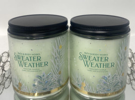 Bath &amp; Body Works (Lot Of 2) White Barn Sweater Weather 1 Wick 7 Oz Scented. - £37.18 GBP