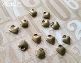 10 Heart Charms Antiqued Bronze Miniature Heart Charms BULK Charms Lot - $2.49