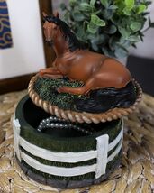 Ebros Brown Stallion Horse At Rest Round Jewelry Trinket Decorative Box ... - $25.95