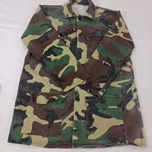 Men's Woodlands Camo Combat Field Shirt Jacket Long Sleeve Size Medium image 12