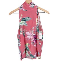 Generation Love pink floral Kylee tie back hineck silk tank extra small ... - $55.99