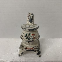 Vintage Cast Iron Pot Belly Stove Salt Shaker With White Cork Stopper - £3.99 GBP