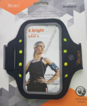 Reiko Running Sports Armband With Flashing Lights 5.5X3X 0.5 Ins Device In Black - £14.08 GBP