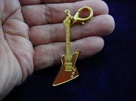 (M307-F) Gibson Explorer Guitar Gold Charm Clip Phone Jewelry I Love Guitars - £10.05 GBP