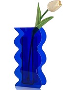 Bloflo Klein Blue Acrylic Vase, Geometric Acrylic Flower Vase, Tall Wave... - £29.88 GBP