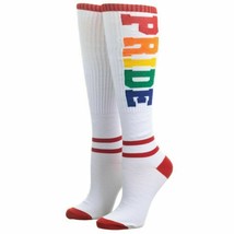 Rainbow Pride Spell Out LGBTQ Knee High Socks 1 Pair Shoe Size 5-11 NEW - £7.21 GBP