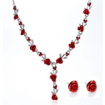 Vintage Necklace Earrings Wedding Bridal Elegant Jewelry Sets For Women Flower N - £18.86 GBP