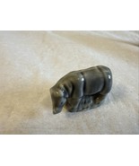 Vintage Mini Figurine Gray Rhinoceros Rhino Wade Whimseys England Bone C... - $12.35 CAD