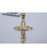 14K Gold Two Tone Filigree Crucifix Cross Pendant Charm - $6,101.52 MXN