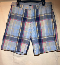 Nautica Blue Plaid Shorts Mens 33W Bermuda Q55 - $14.84