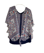 IN Studio Chiffon Layered Blouse Women Plus Size 1X Floral Sheer Boho Ov... - €10,22 EUR