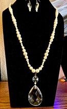 &#39;Reinvented Vintage&quot; Handknotted Pearl Necklace and Chandelier Crystal Set - £33.57 GBP