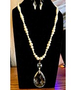 &#39;Reinvented Vintage&quot; Handknotted Pearl Necklace and Chandelier Crystal Set - £33.03 GBP