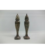 BP Vintage Tarnished Lead 5&quot; Salt Pepper Shaker Set B + P - £12.23 GBP