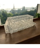 Vintage SHANNON Crystal Rectangular Clear cut  Heavy Glass Butter Dish 8... - $27.28 CAD