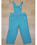 Vtg IZOD Lacoste Overalls Girls 2T Pink Green Striped Pants Preppy 100% ... - $40.77 CAD