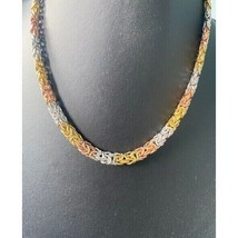 Italian Multicolored 925 Sterling Silver Byzantine Chain Necklace Sky - £111.71 GBP