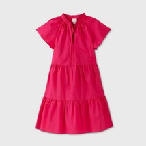 Women&#39;s Short Sleeve Poplin Babydoll Dress - A New Day Pink L - £19.65 GBP