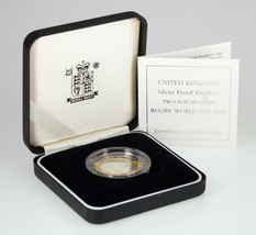 1999 Großbritannien Silber Zwei Pfund Beweis Piedfort Münze, Rugby World... - $128.70