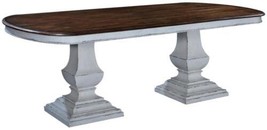 Pastry Table Tuscan Italian Antique White Rustic Pecan Double Pedestal Oval Top - £2,677.55 GBP