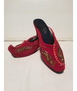 Red Velvet Chinese Bridal Shoes Golden Dragon Platforms gucci Pinup Slip... - $2,833.12 MXN