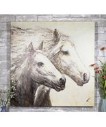 Rustic Country Western 2 Running Horses Canvas Picture Wooden Frame 24&quot;X24&quot; - €55,76 EUR
