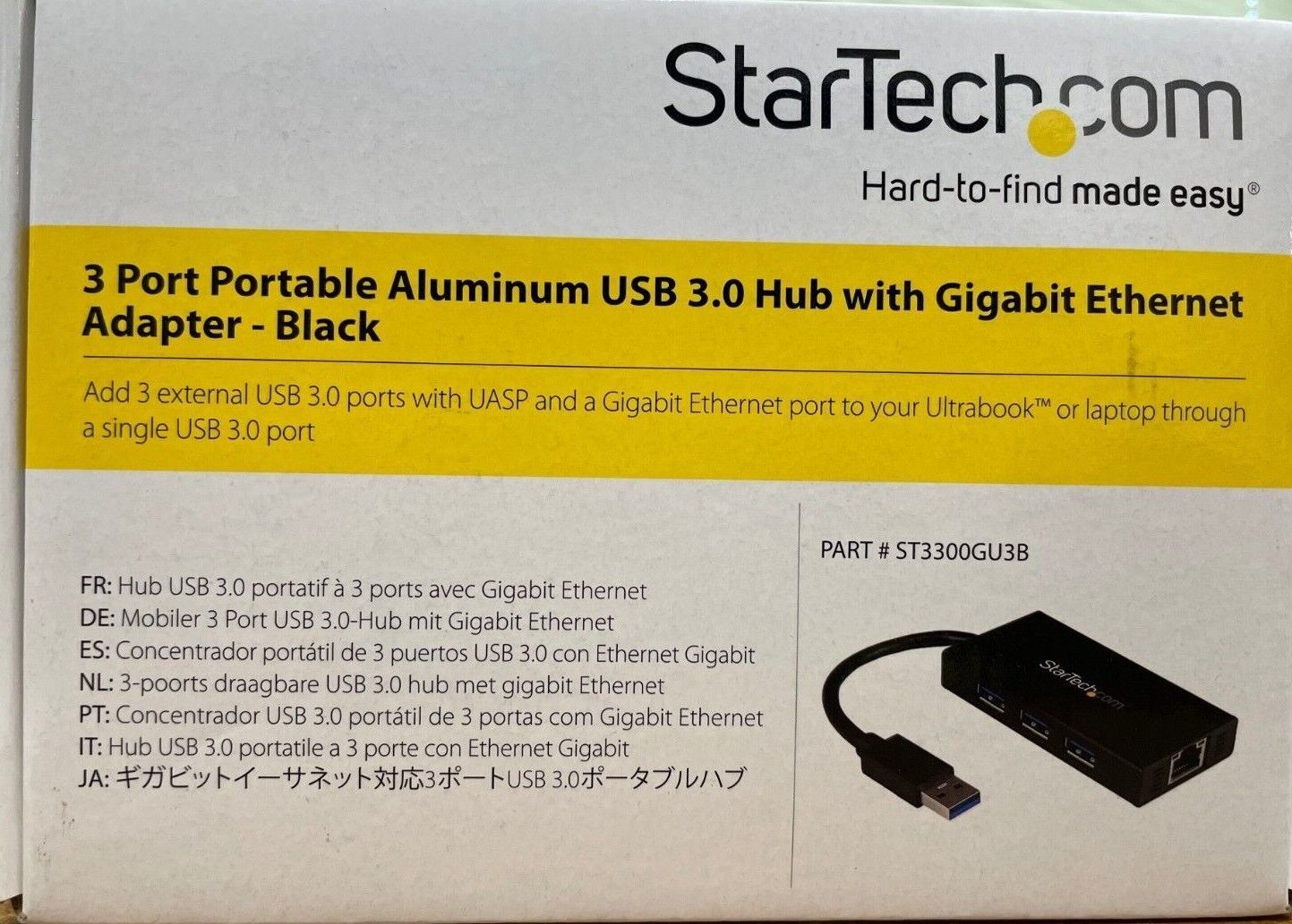 StarTech - ST3300GU3B - USB 3.0 Hub 3 Port with Gigabit Ethernet Adapter - £43.28 GBP