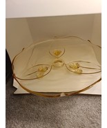 VINTAGE DEPRESSION YELLOW GLASS 10&quot; DESSERT PLATE CAKE STAND LANCASTER 3... - £11.55 GBP