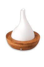 Zennery Bamboo Ultrasonic Aroma Diffuser - Pear Shaped White Glass - £31.36 GBP