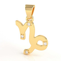 Capricorn Zodiac Sign Diamond Pendant In Solid 10K Yellow Gold - £136.24 GBP