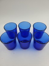 Libbey Cobalt Blue Rocks Glass 13oz Whiskey Tumbler 6&quot; Tall Set of 6 Vtg... - £31.12 GBP