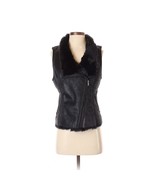 BANANA REPUBLIC Black Faux Suede &amp; Fur Shearling Motorcycle Vest - Petit... - €68,06 EUR