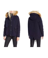 Levi&#39;s Women&#39;s Fishtail Swing Coat Cotton Removable Faux Fur Hood, Navy ... - $246.96 CAD