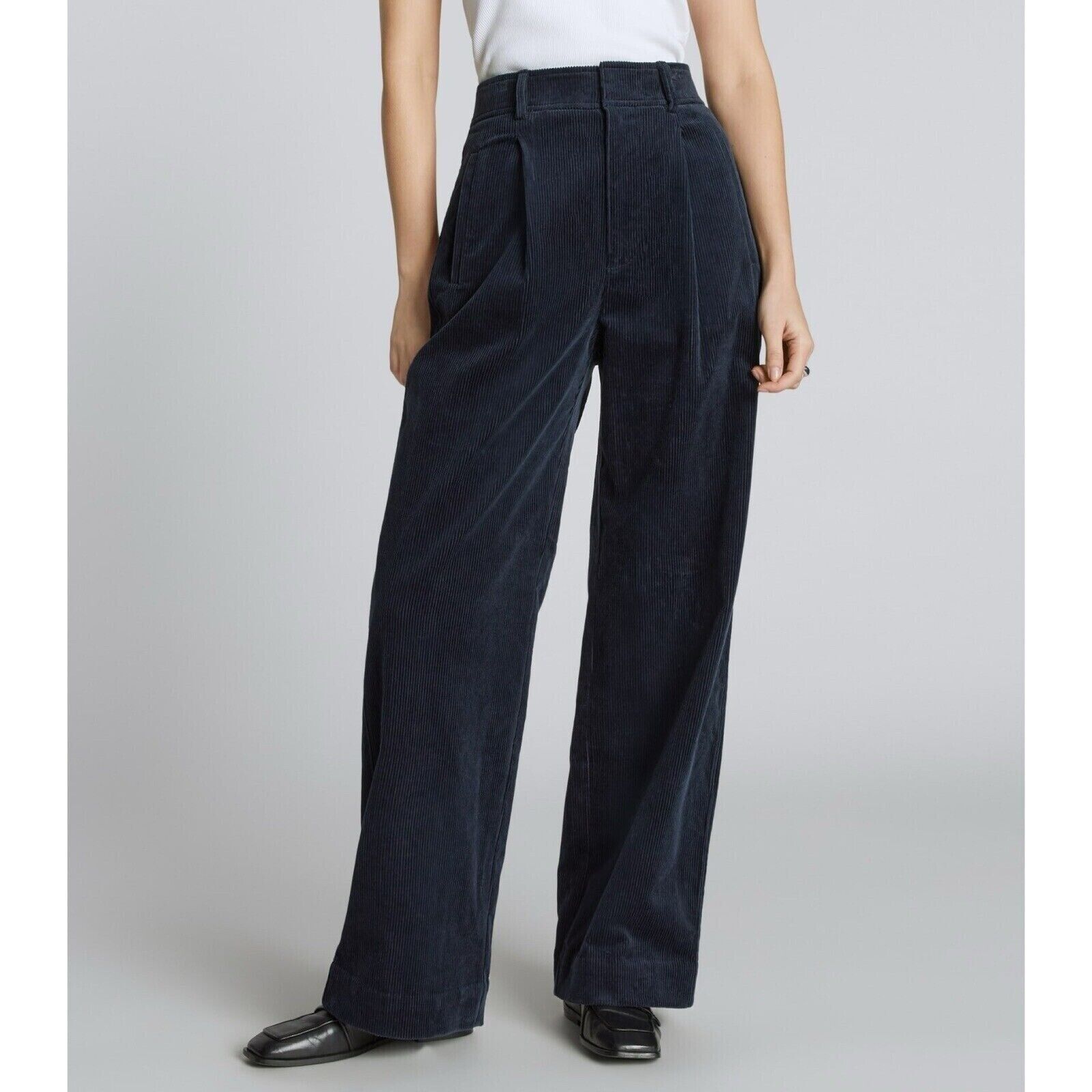 Primary image for Everlane Womens The Corduroy Way-High Drape Pant Navy Blue 4