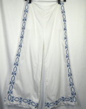 Foxiedox Women&#39;s Size XS White Blue Cotton Embroidered Wide Leg Culottes... - $45.00