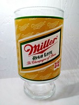 Miller High Life &quot;Champaign of Beers&quot; Logo Pedestal Bottom Glass 24 + oz.  - £11.65 GBP