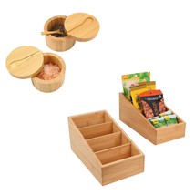 Bamboo 2Pcs Seasoning Containers &amp; 2Pcs Snack Organizer - $69.99