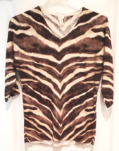 Chico&#39;s Black White Tribal Print Women&#39;s 1 Medium Long Sleeve Top - £18.90 GBP