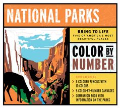 National Parks Color by Number Kit: Bring to Life Five of America&#39;s Most... - $19.48