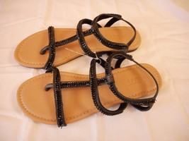 Women&#39;s Mixit  Strappy Bling Slide Sandals Black  Size 6 NEW - £12.56 GBP