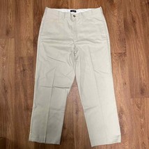 Lands End Mens Chino Khaki Beige Pants Traditional Fit Size 36 x 30 Cotton - £26.90 GBP
