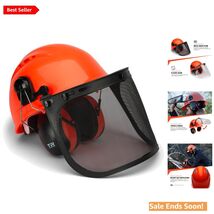 5-in-1 Orange Forestry Safety Helmet with Earmuffs and Face Shield—Comfo... - $63.31