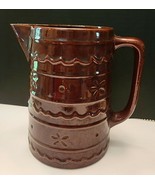 VINTAGE MARCREST BROWN STONEWARE PITCHER DAISY &amp; DOT PATTERN - $18.00