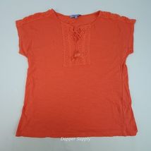 Premise L Shirt Top Coral Embroidered Short Sleeve Blouse Boho - $9.99