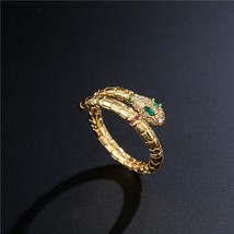 Fashion Gold Color Snake Ring For Women Girl Adjustable Exquisite Shiny Cubic Zi - £7.62 GBP
