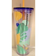 Starbucks 2020 Summer 24oz Blue Green Palm Leaf Clear Tumbler Cold Cup S... - £39.18 GBP