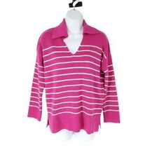 Philosophy Womens Pullover Sweater Pink V-Neck Collar Striped Long Sleev... - $39.99